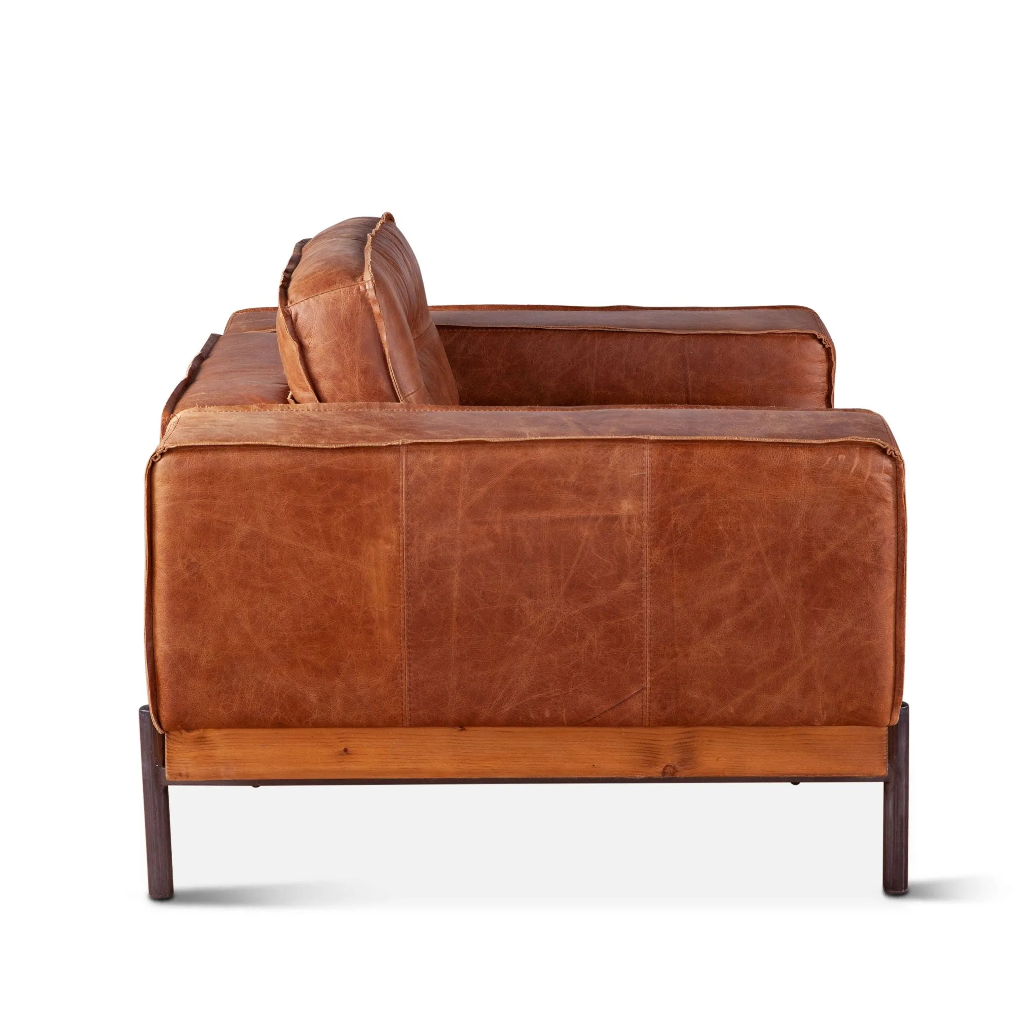 Portofino Modern Leather Arm Chair, Cocoa Brown