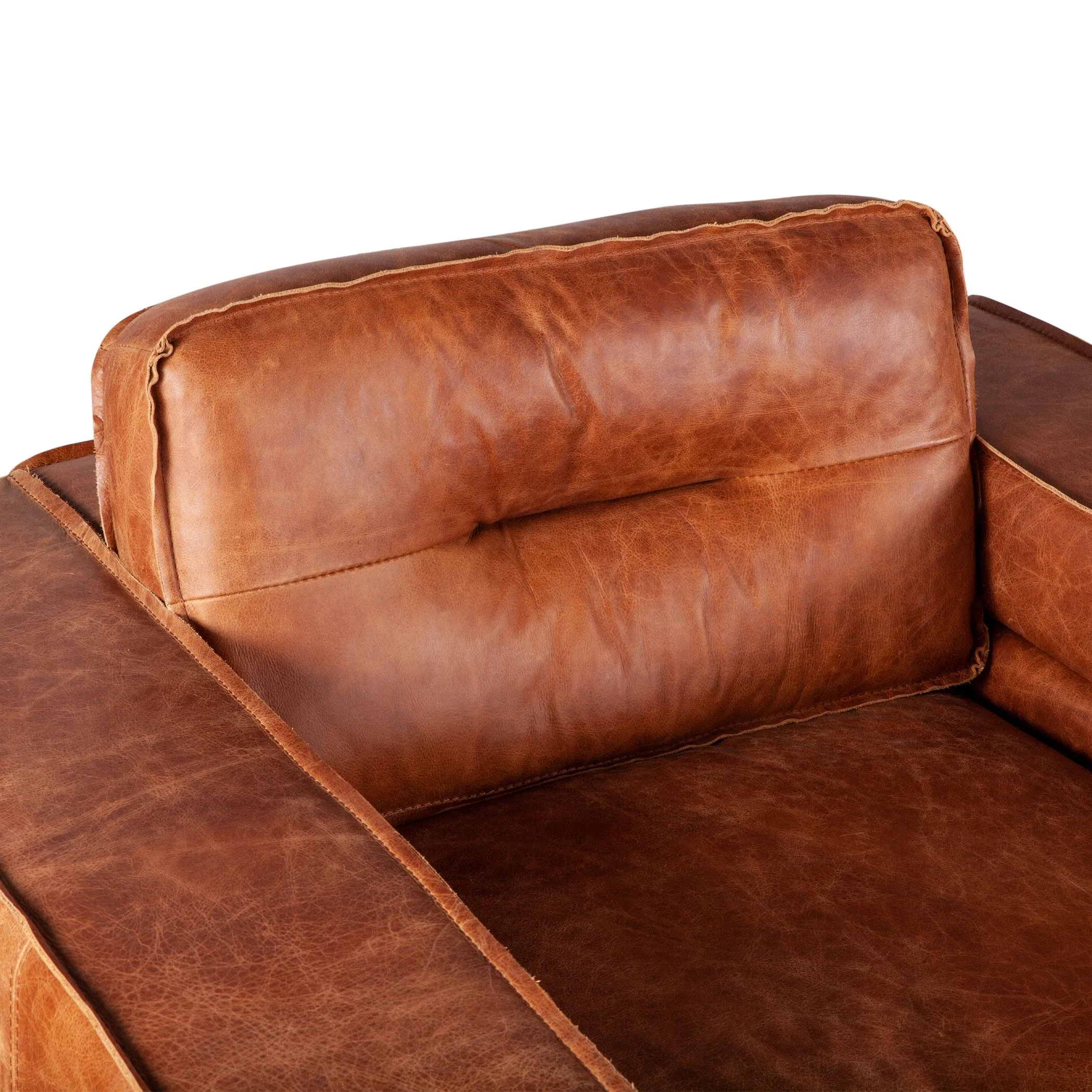Portofino Modern Leather Arm Chair, Cocoa Brown