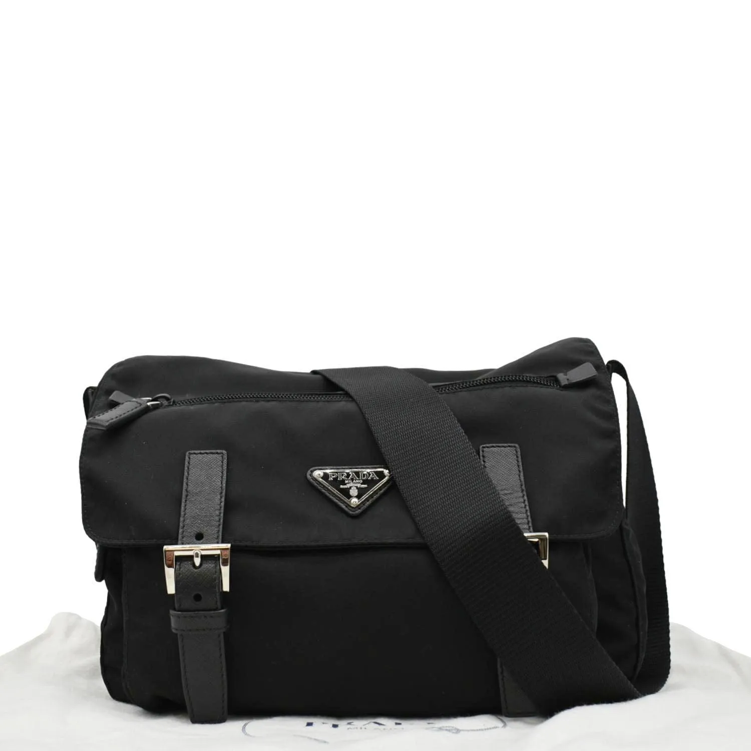 PRADA Vela Re-Edition Nylon Messenger Bag Black