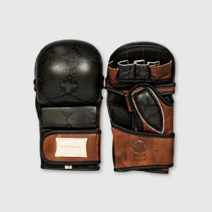 PRO Black Python Print Leather Hybrid MMA Gloves