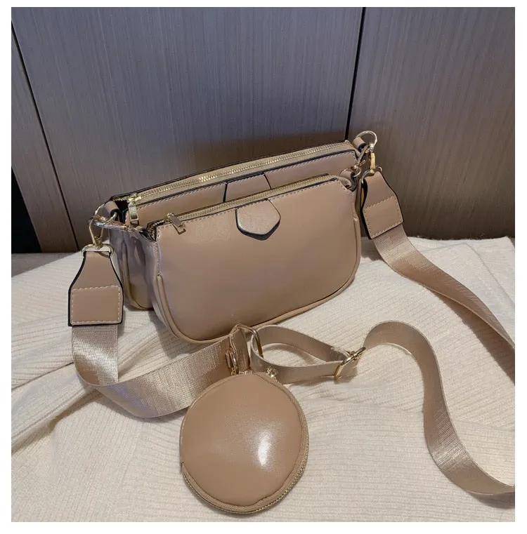 PU Leather Solid Color Shoulder Bag