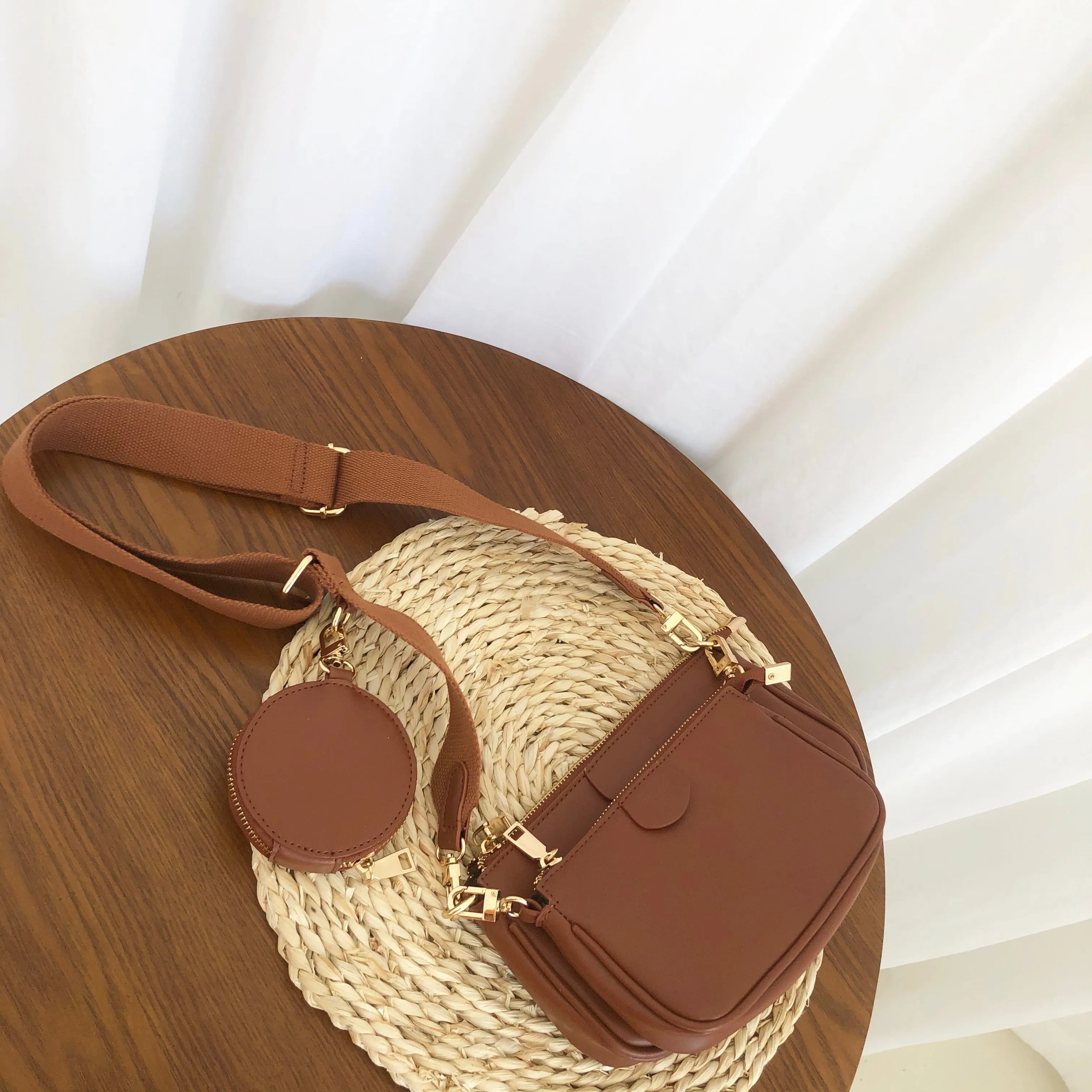 PU Leather Solid Color Shoulder Bag