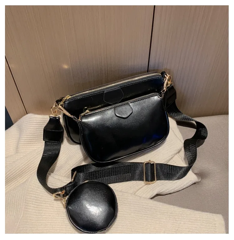 PU Leather Solid Color Shoulder Bag