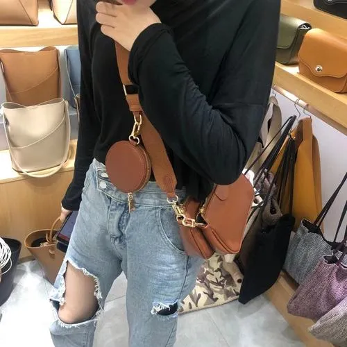 PU Leather Solid Color Shoulder Bag