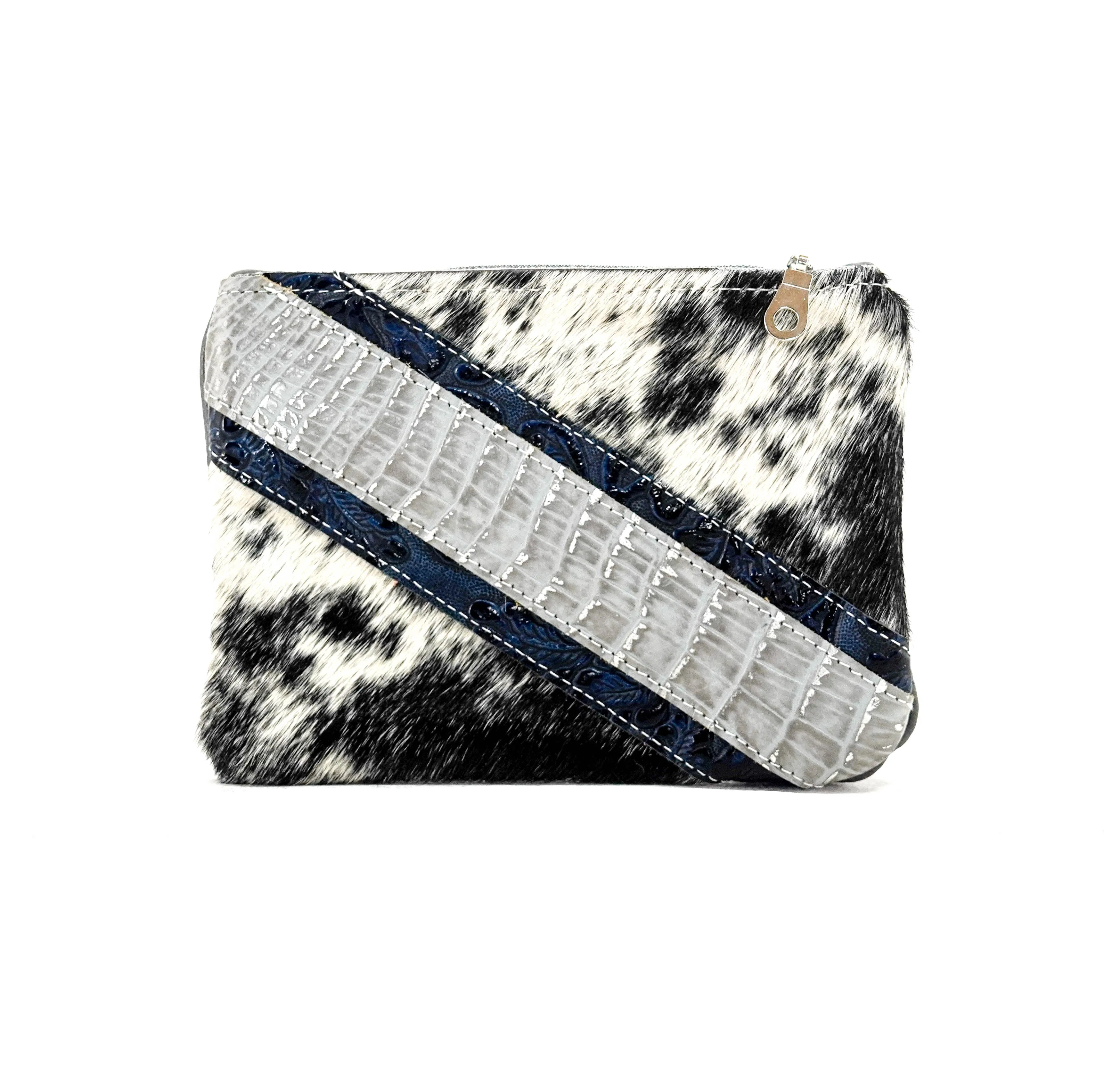 Purse Organizer - Black & White w/ Sterling Croc