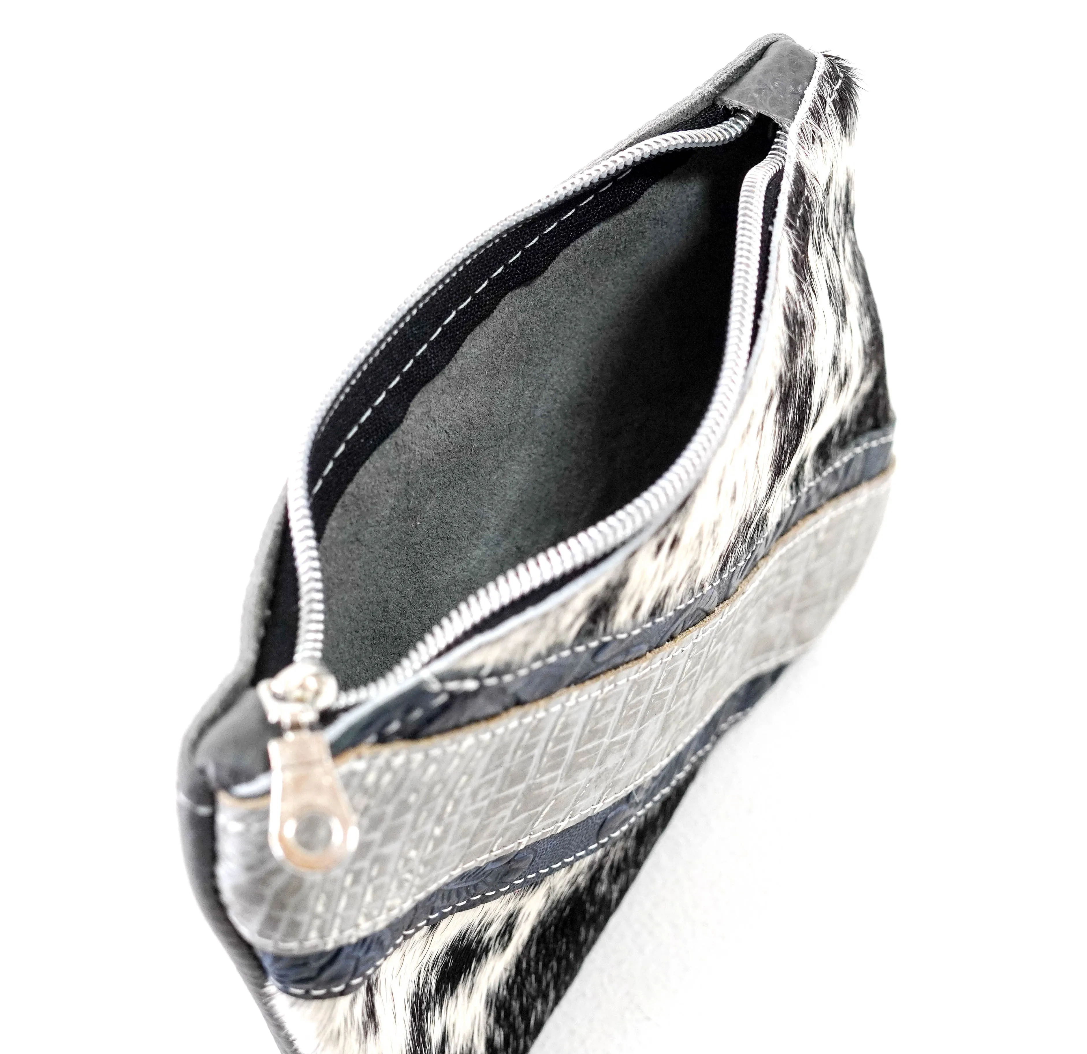 Purse Organizer - Black & White w/ Sterling Croc