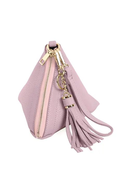 PYRAMID SHAPED LEATHER WRISTLET BAG