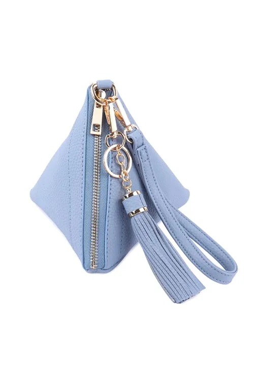 PYRAMID SHAPED LEATHER WRISTLET BAG