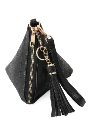 PYRAMID SHAPED LEATHER WRISTLET BAG