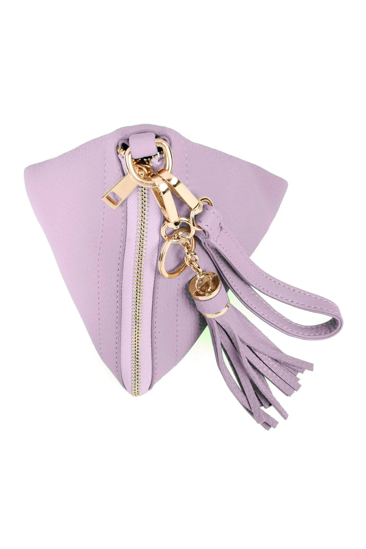 PYRAMID SHAPED LEATHER WRISTLET BAG
