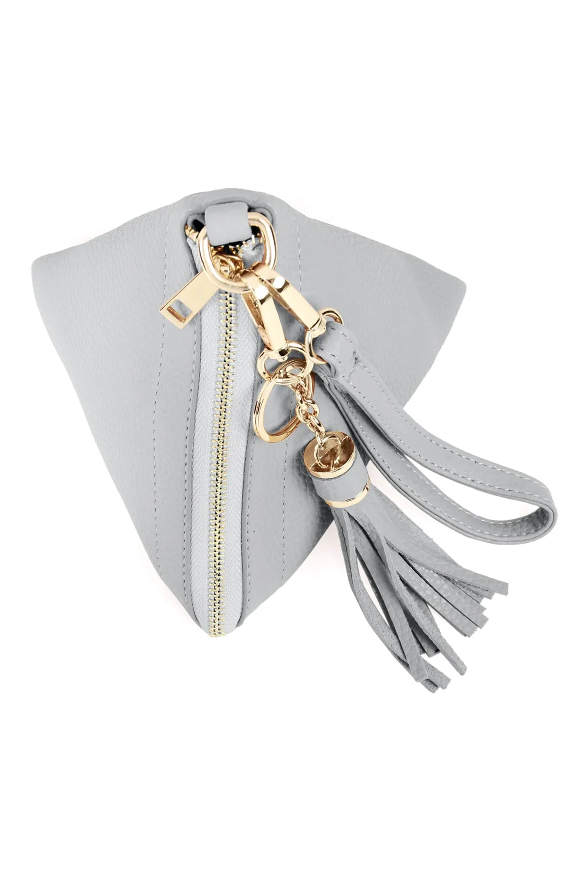 PYRAMID SHAPED LEATHER WRISTLET BAG
