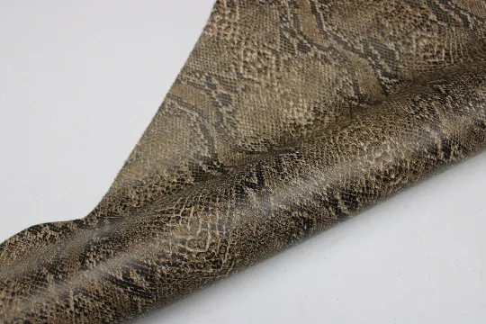PYTHON PRINTED LEATHER Brown : Genuine Leather 2.5-3 oz. - Perfect for Handbags and Leather Crafts!