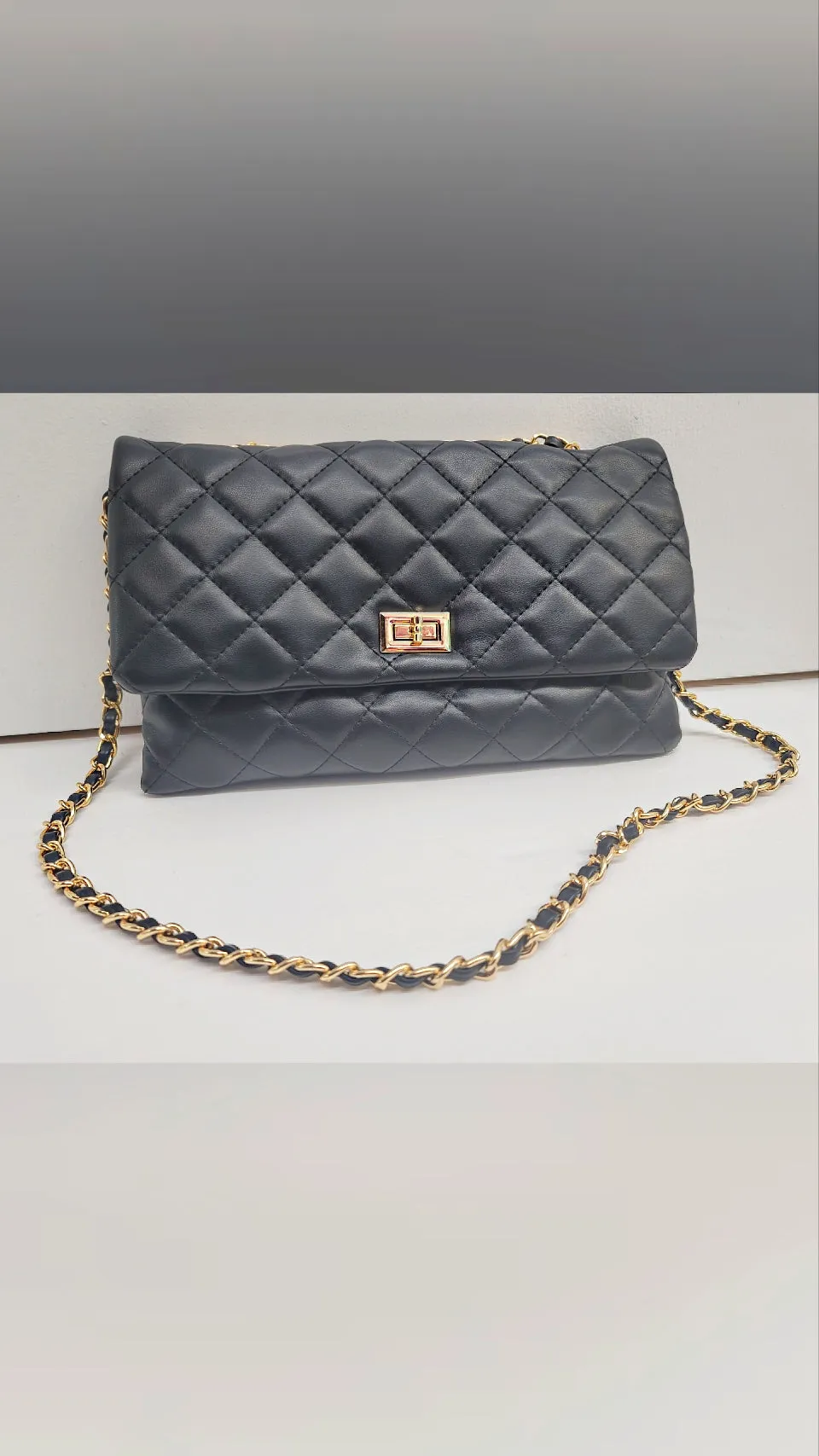 Quilted Faux Leather Clutch