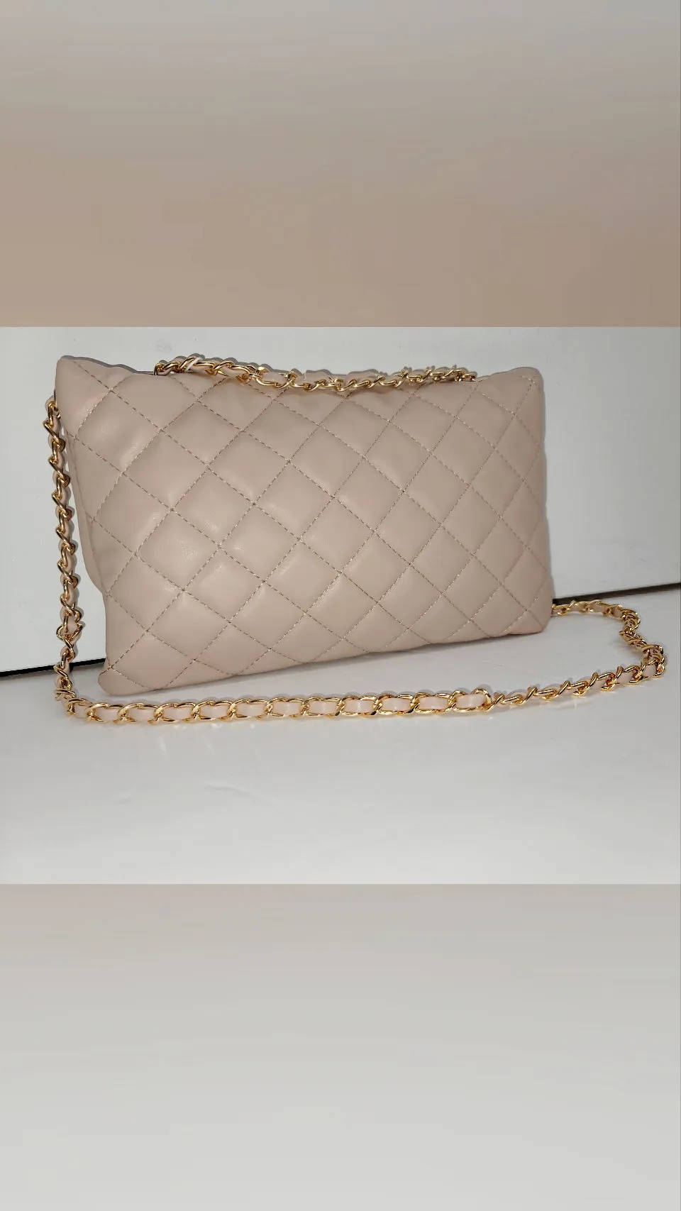 Quilted Faux Leather Clutch