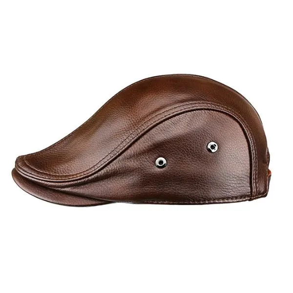 "Spezia" genuine cowhide leather vintage cap