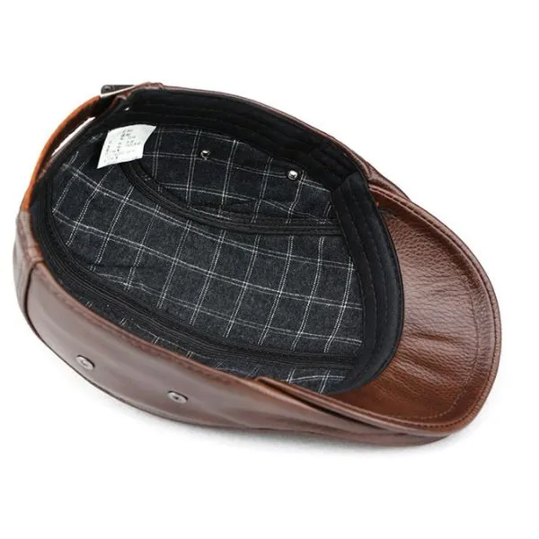 "Spezia" genuine cowhide leather vintage cap