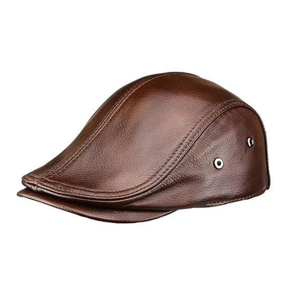 "Spezia" genuine cowhide leather vintage cap