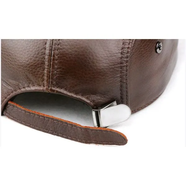 "Spezia" genuine cowhide leather vintage cap