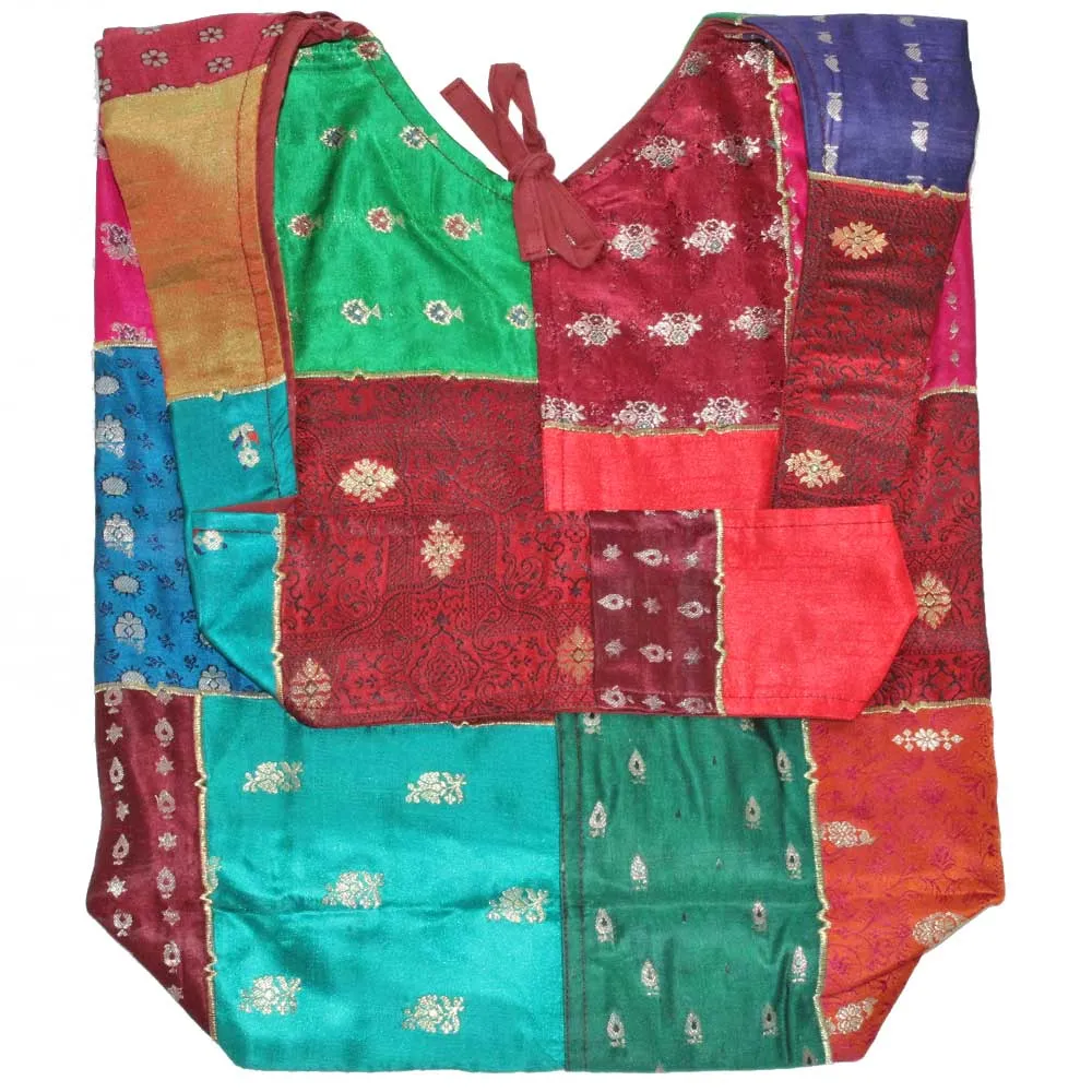 Raw Silk and Silk Embroidery Art Floral Patchwork Shoulder Bag