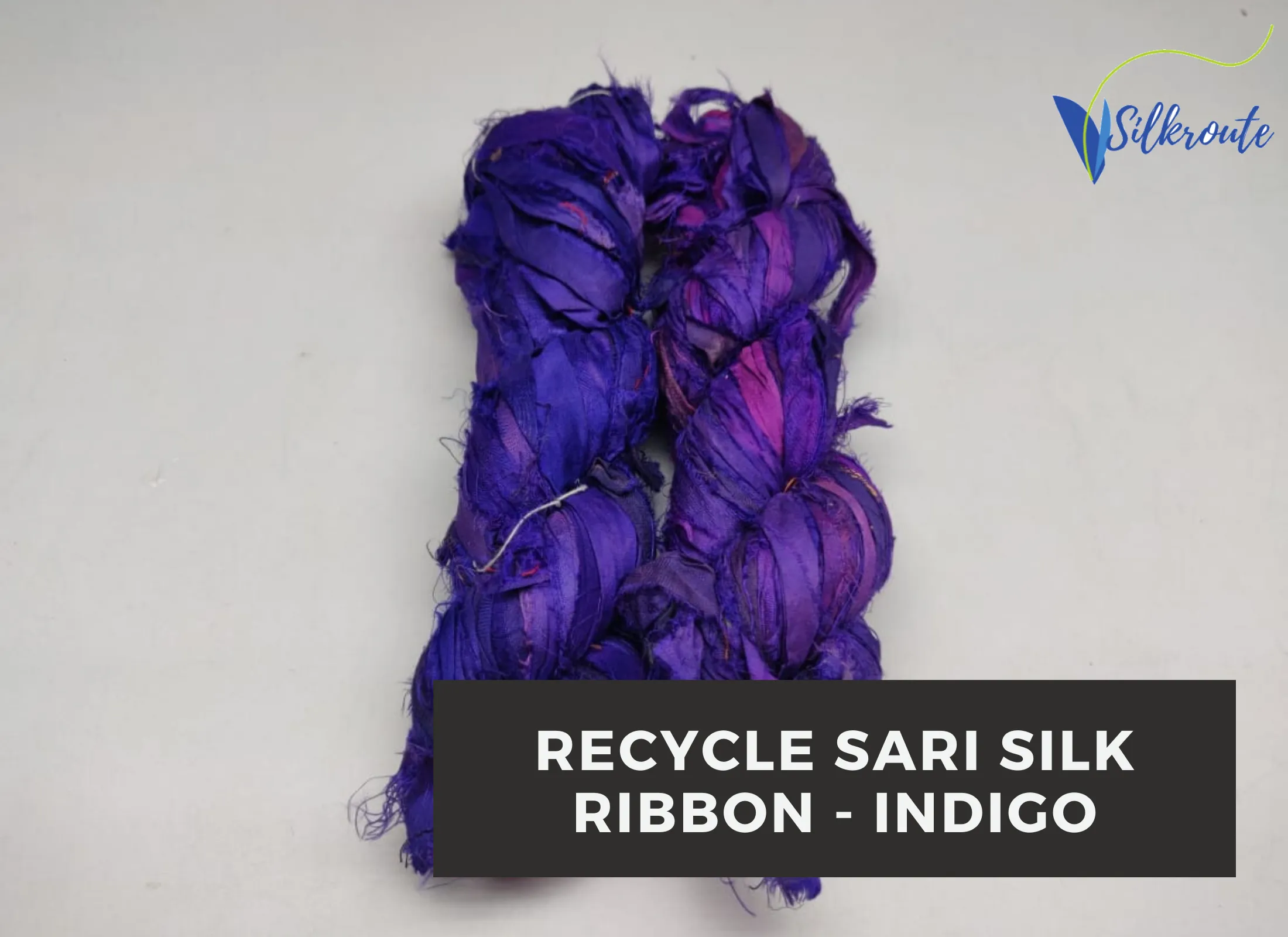 Recycled Sari Silk Ribbon - Indigo