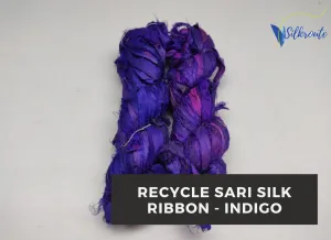 Recycled Sari Silk Ribbon - Indigo