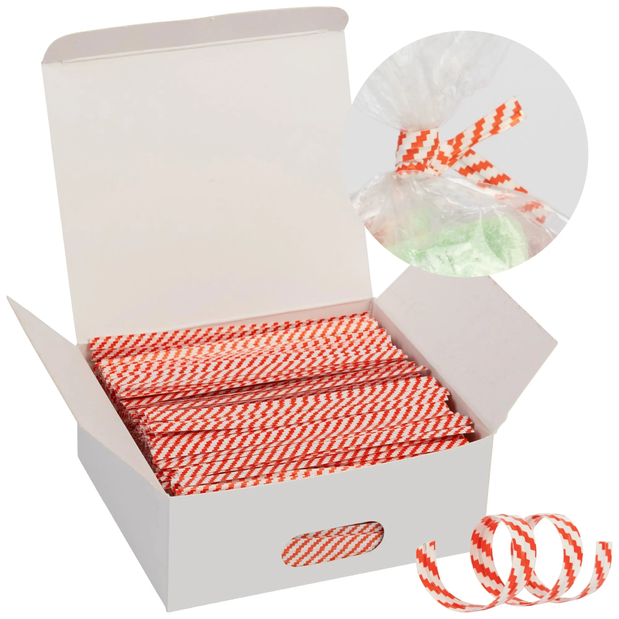 Red and White Striped Twist-Tie - 2,000/Pack