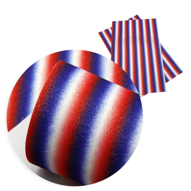 Red White & Blue  ~ FINE GLITTER ~ Craft Faux Bow Leather ~ 0.53mm
