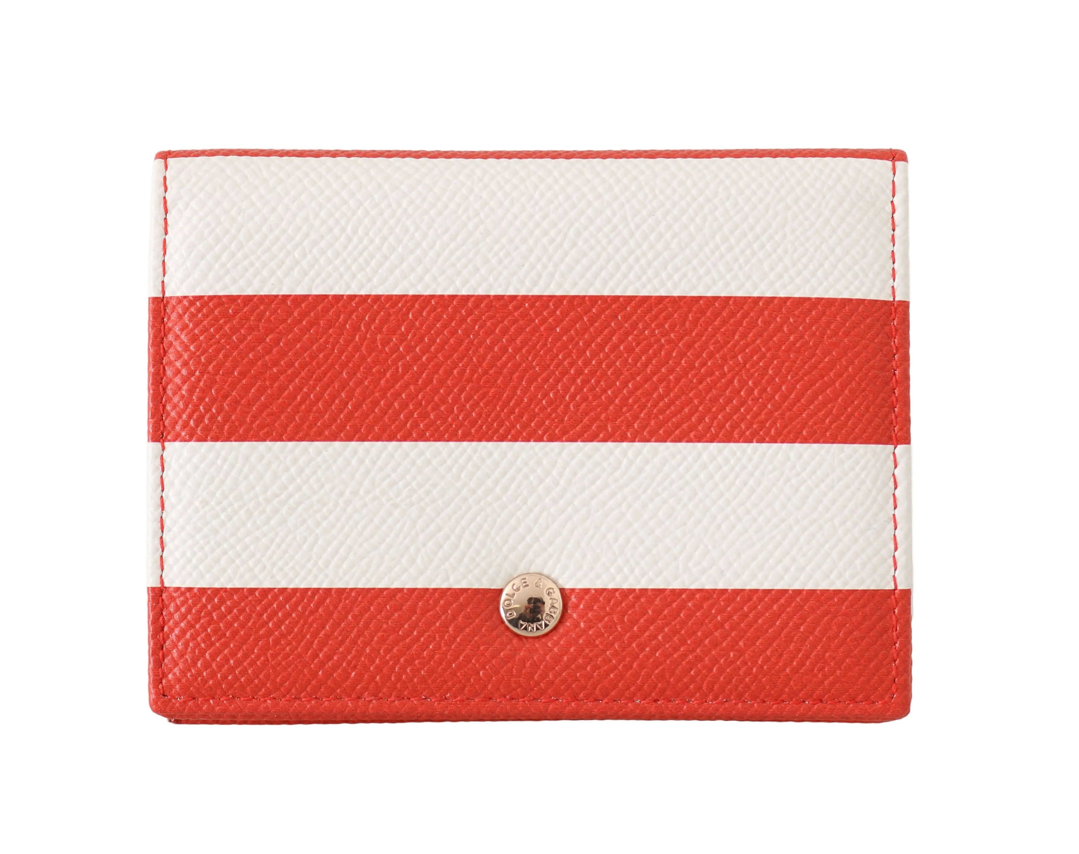 Red White Striped Leather Cardholder Coin Wallet