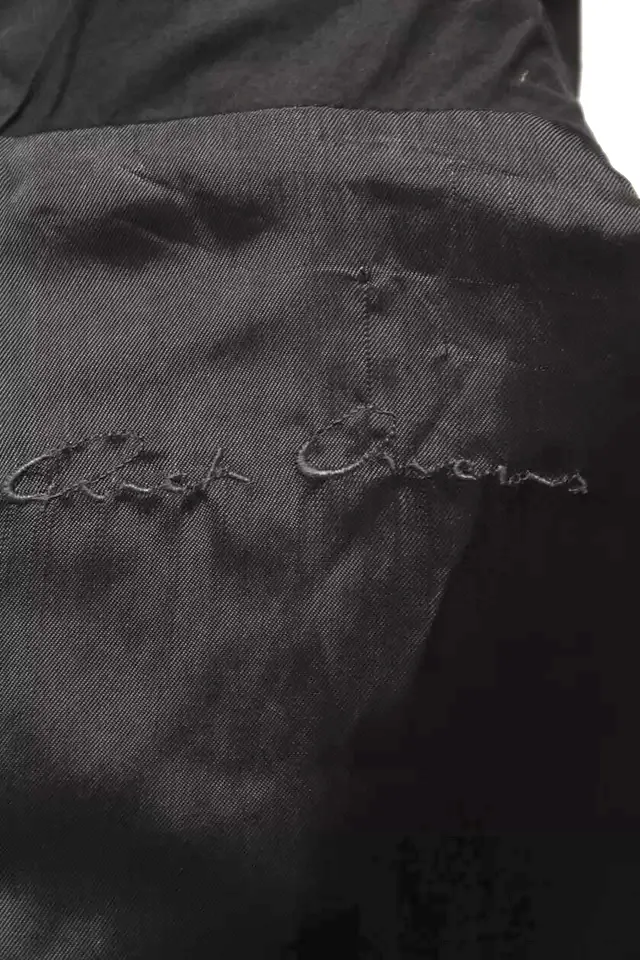 Rick Owens Paris. Gray Distressed Leather 3/4 Sleeve Ribbed Trim Open Front Jacket