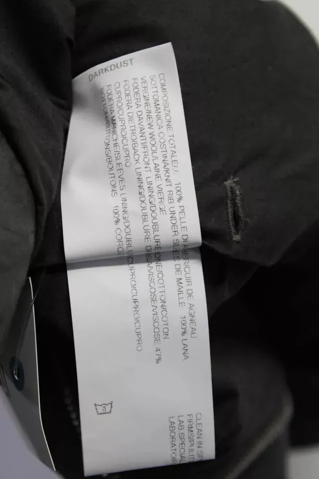 Rick Owens Paris. Gray Distressed Leather 3/4 Sleeve Ribbed Trim Open Front Jacket