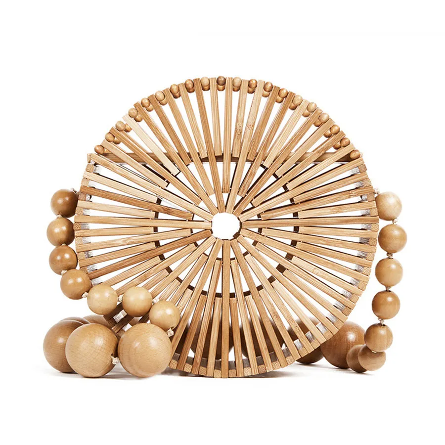 Round Summer Handmade Bamboo  Bohemian Straw Bag