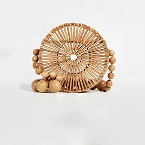 Round Summer Handmade Bamboo  Bohemian Straw Bag