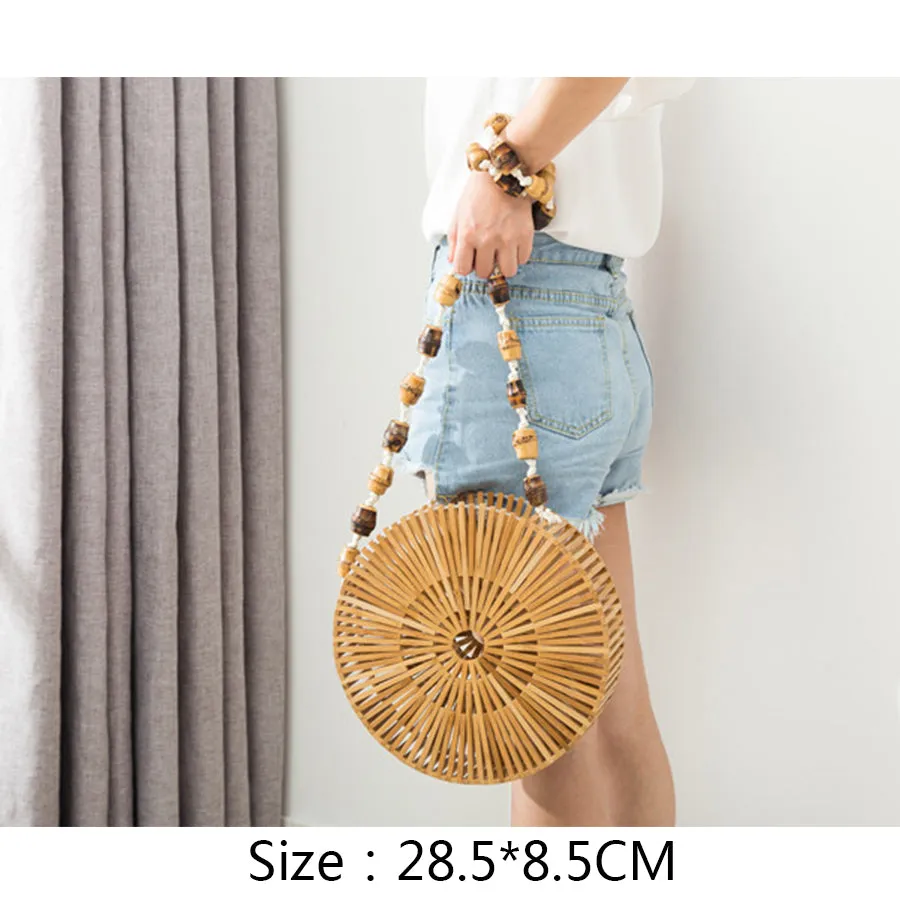 Round Summer Handmade Bamboo  Bohemian Straw Bag