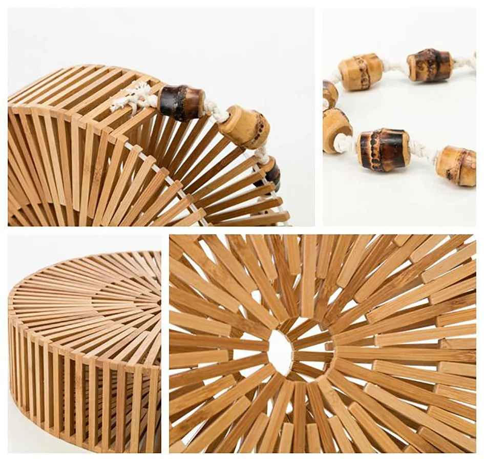 Round Summer Handmade Bamboo  Bohemian Straw Bag