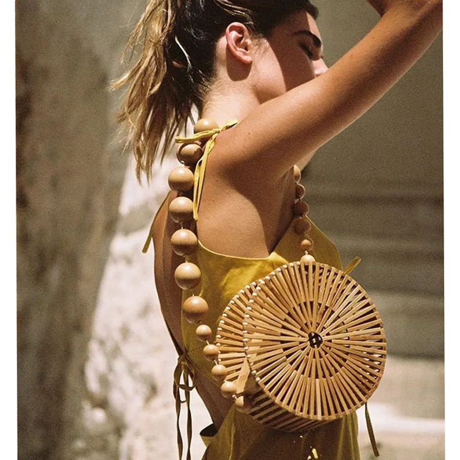 Round Summer Handmade Bamboo  Bohemian Straw Bag