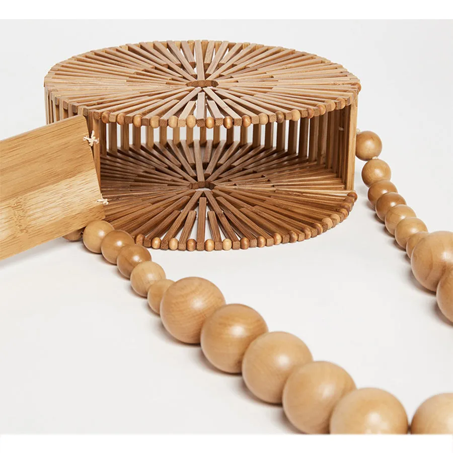 Round Summer Handmade Bamboo  Bohemian Straw Bag