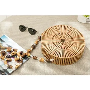 Round Summer Handmade Bamboo  Bohemian Straw Bag