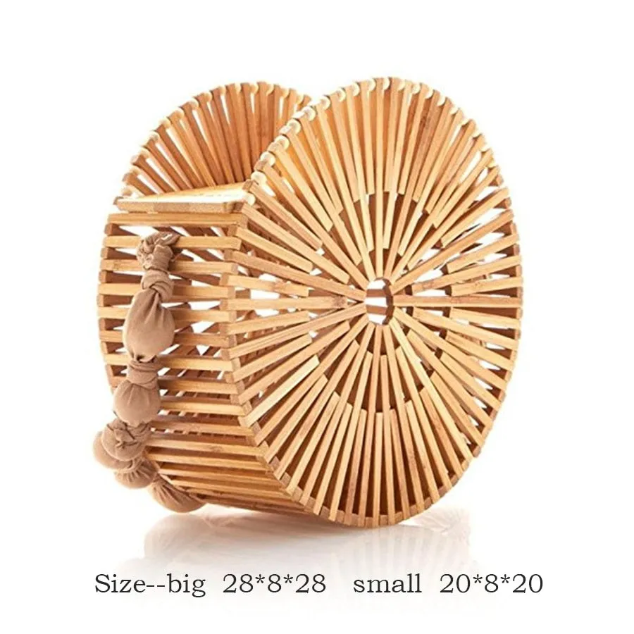 Round Summer Handmade Bamboo  Bohemian Straw Bag