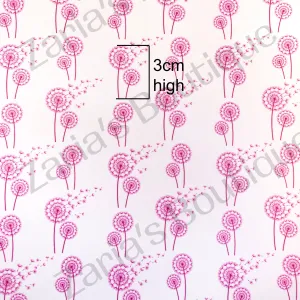 SALE EXCLUSIVE Make A Wish Dandelions ~ Pink ~ Smooth Faux Leather Bow Fabric Sheets