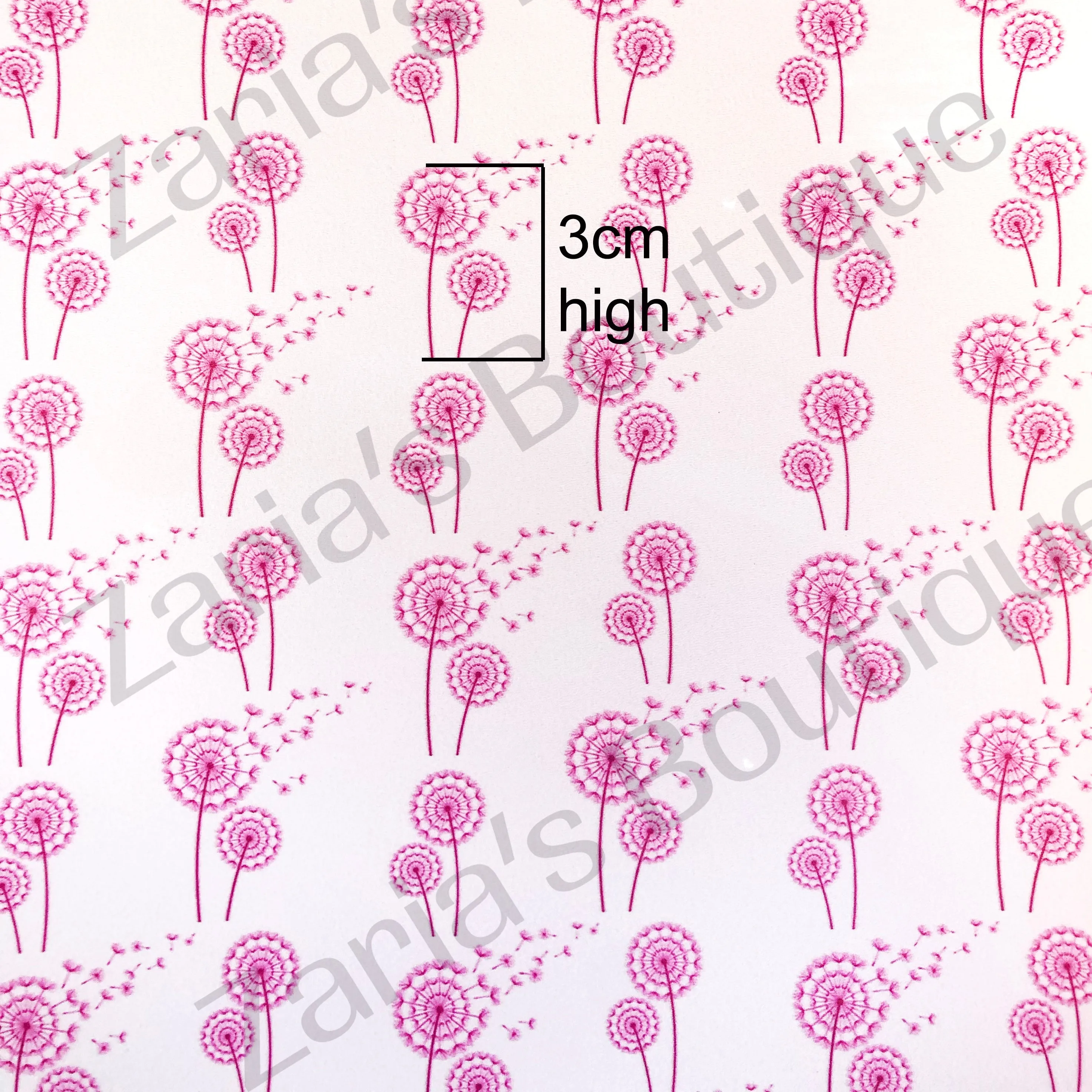 SALE EXCLUSIVE Make A Wish Dandelions ~ Pink ~ Smooth Faux Leather Bow Fabric Sheets