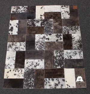 Saltpepper  Patchwork Cowhide Rug – 102 x 83 cm | Bedside Cowhide Patchwork Rug