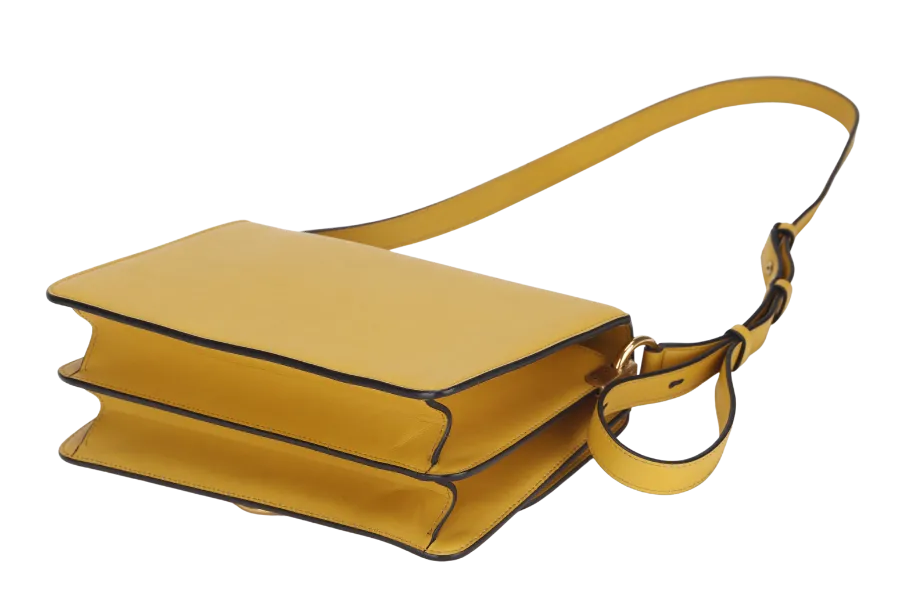 SALVATORE FERRAGAMO JOANNE (AU-21-H321) YELLOW LEATHER SHOULDER BAG GOLD HARDWARE, WITH DUST COVER