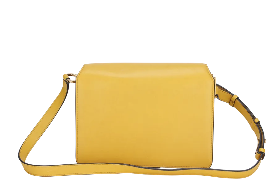 SALVATORE FERRAGAMO JOANNE (AU-21-H321) YELLOW LEATHER SHOULDER BAG GOLD HARDWARE, WITH DUST COVER