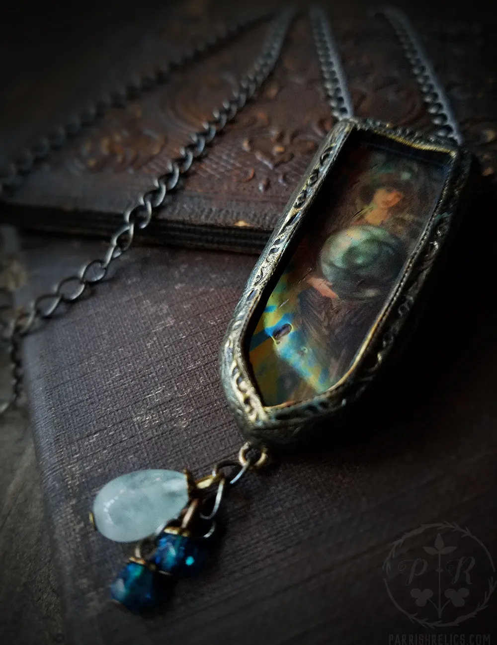 Separation of Light From Darkness ~ Edward Burne Jones Pictorial Shrine Amulet ~ Iridescent Stained Glass