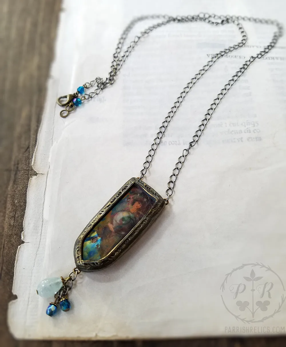 Separation of Light From Darkness ~ Edward Burne Jones Pictorial Shrine Amulet ~ Iridescent Stained Glass