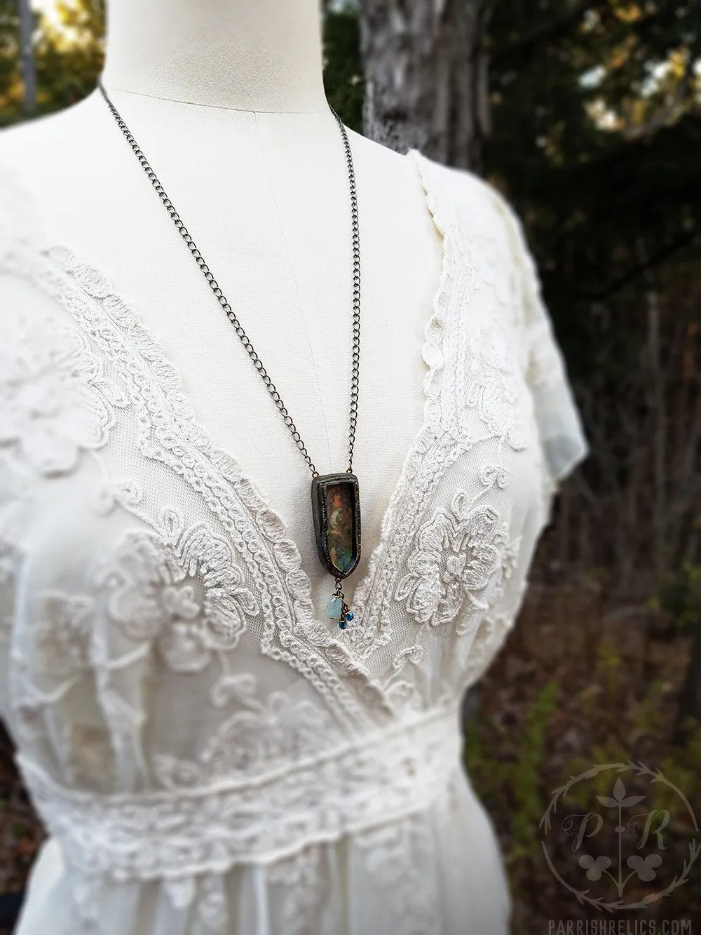 Separation of Light From Darkness ~ Edward Burne Jones Pictorial Shrine Amulet ~ Iridescent Stained Glass
