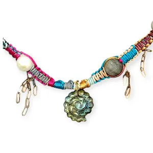 Shimmering Labradorite Seashell Rockstar Necklace