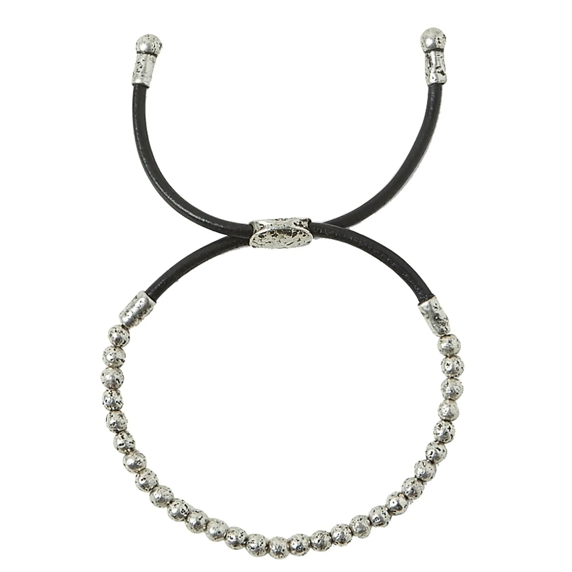 Small Distressed Sterling Silver Beaded Bracelet