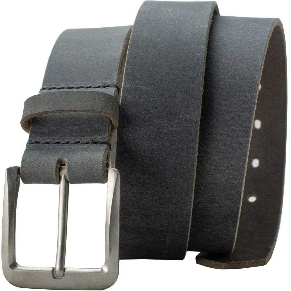 Smoky Mountain Titanium Distressed Gray Leather Belt by Nickel Smart®