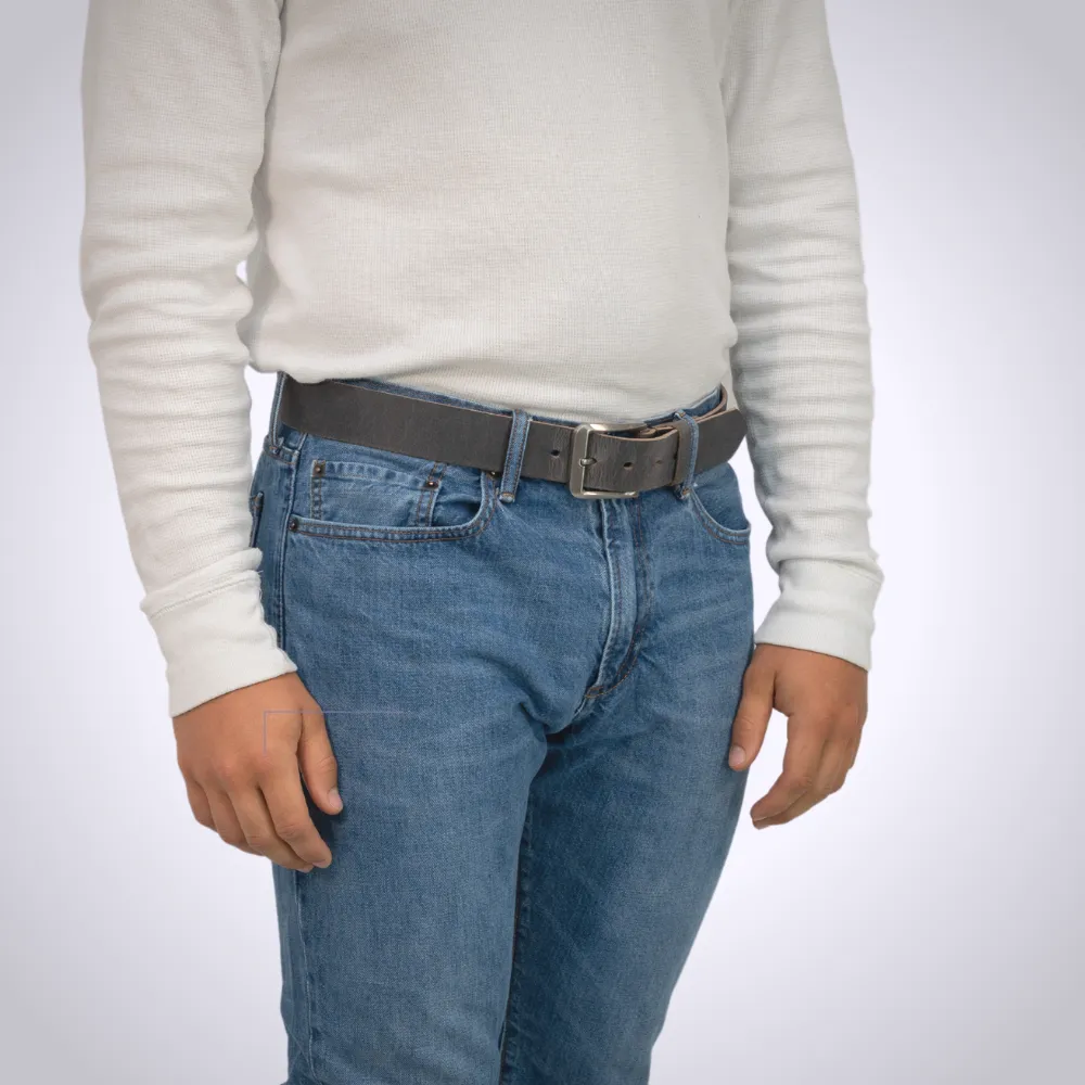 Smoky Mountain Titanium Distressed Gray Leather Belt by Nickel Smart®